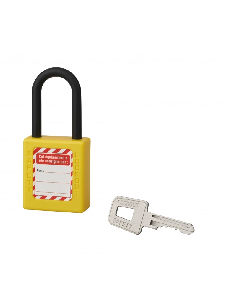 Lucchetto 40 mm in nylon con arco  6 X 38 mm GIALLO - THIRARD