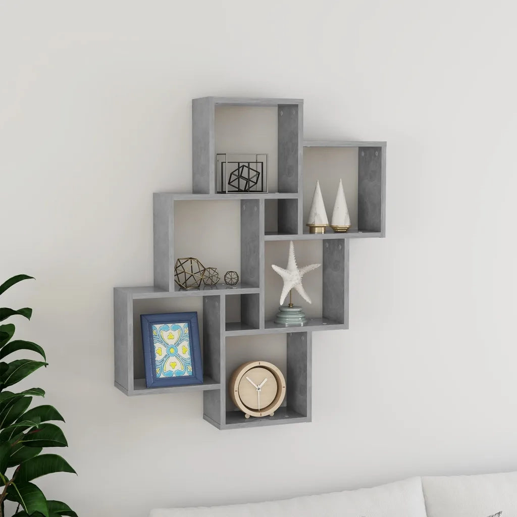 Mensola Parete Cubo Grigio Cemento 78x15x93cm Legno Multistrato 807173