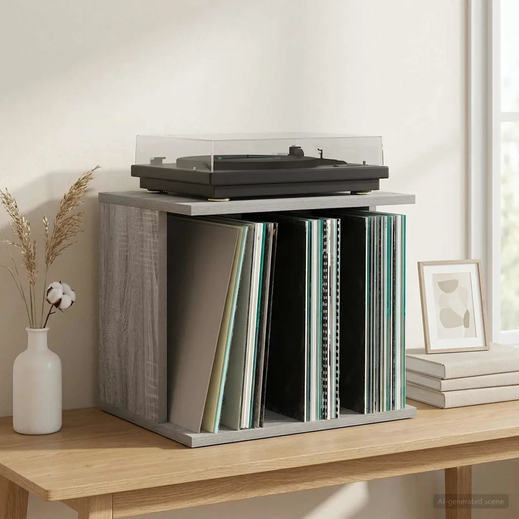 Storage per dischi in vinile Sonoma grigio 42 x 33 x 36 cm 8012839