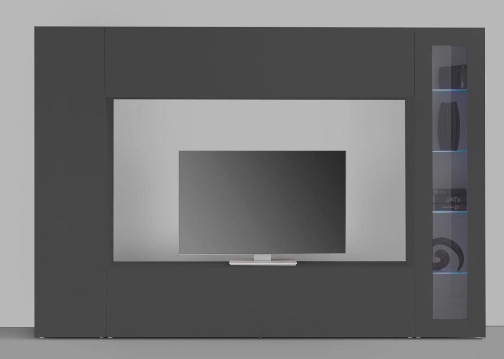 Parete Attrezzata Soggiorno 260x30x180 cm Maruska n°3 Grigio Antracite Opaco