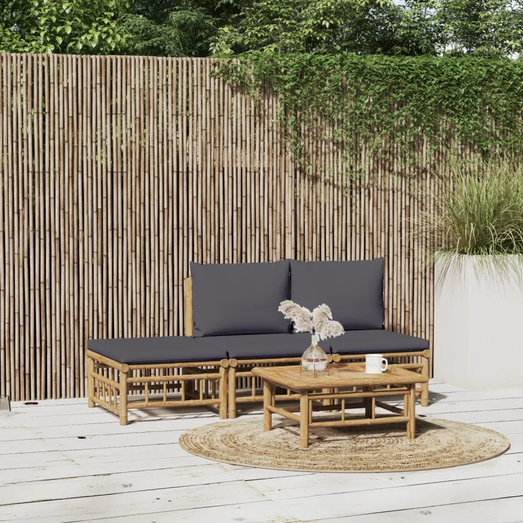 Set Salotto da Giardino 4pz con Cuscini Grigio Scuro BambÃ¹cod mxl 124254