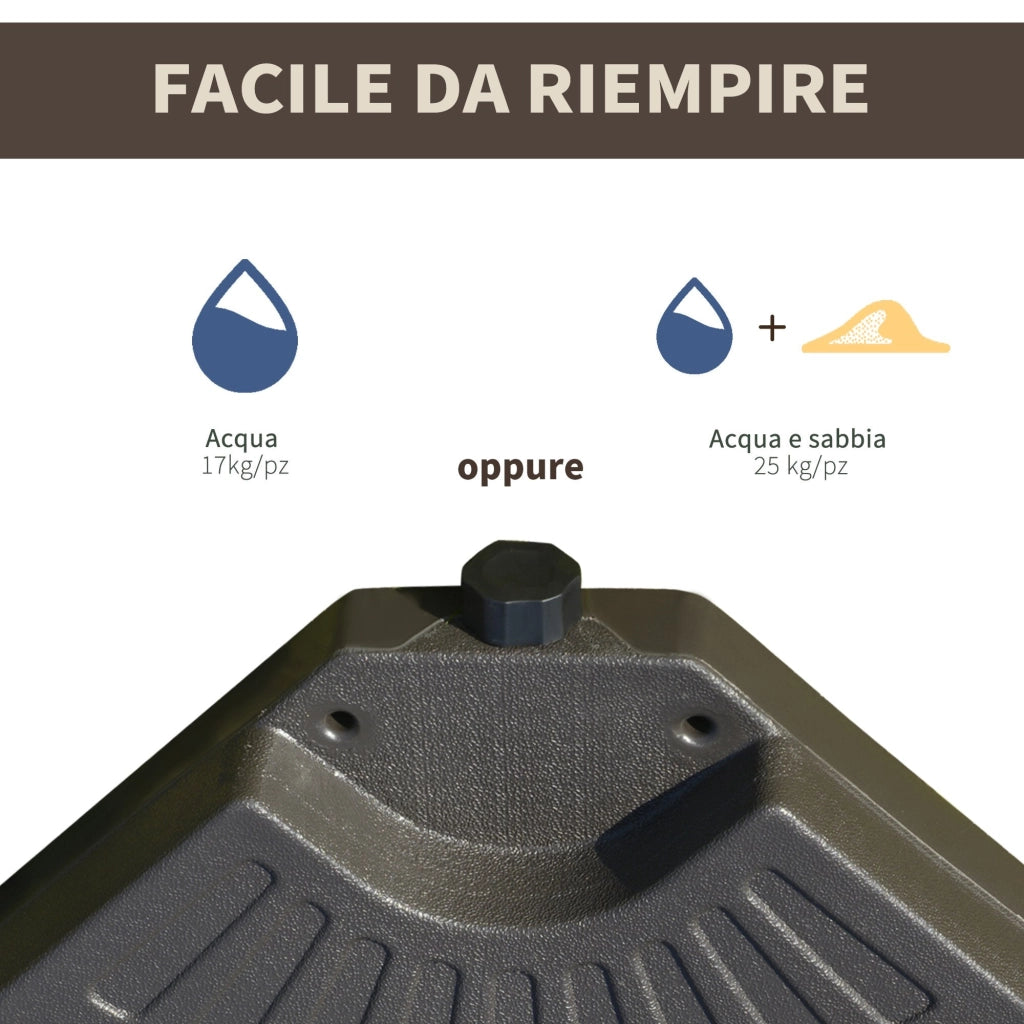Base per Ombrellone da Giardino Ø100x10,5 cm in HDPE Marrone