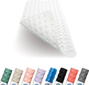 Matte da bagno extra lungo 100 x 40 cm in alta qualità, con inlay antibatterico e resistente alle macchine, mattonella antiscivolo per vasca da bagno (bianca)