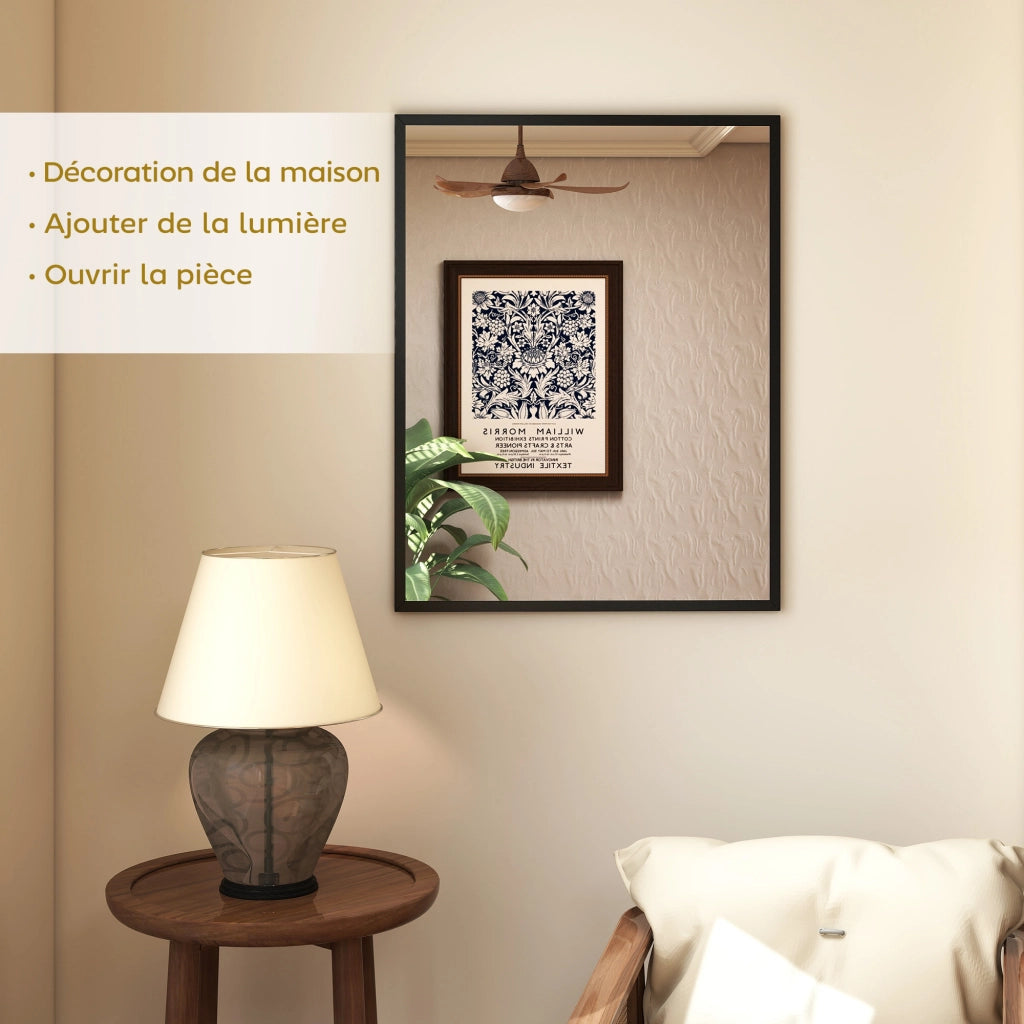 Specchio da parete rettangolare ¨C Xylo ¨C cornice legno nero 90x70 cm
