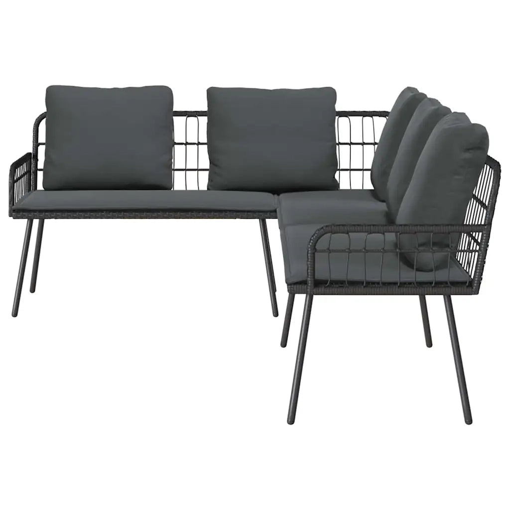 Set Divano da Giardino 2 pz | Set Salotto da Giardino Nero polyrattan