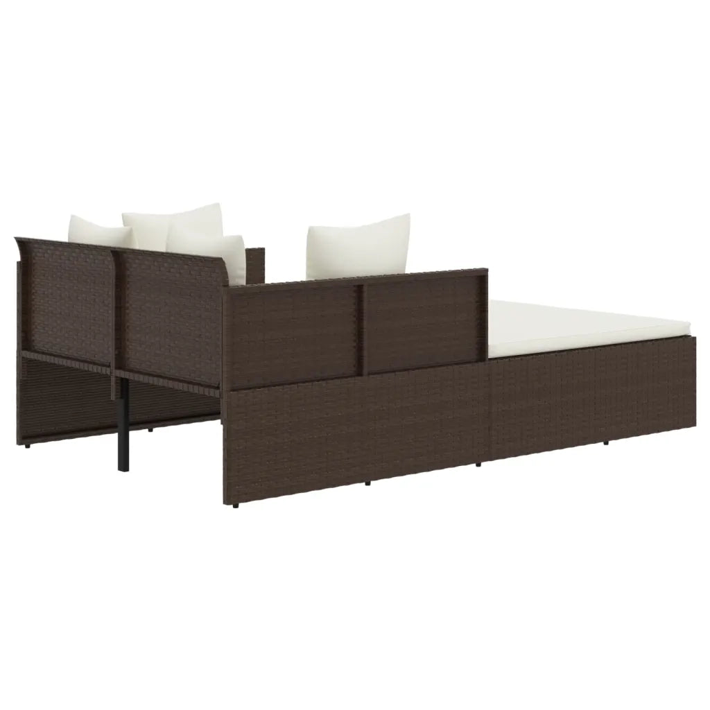 Lettino con Cuscini Marrone 182x118x63 cm in Polyrattan CFW2066091