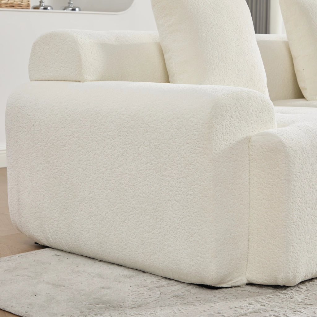 Divano angolare modulare 3 posti - con seduta in memory foam e rivestimento in tessuto - avorio