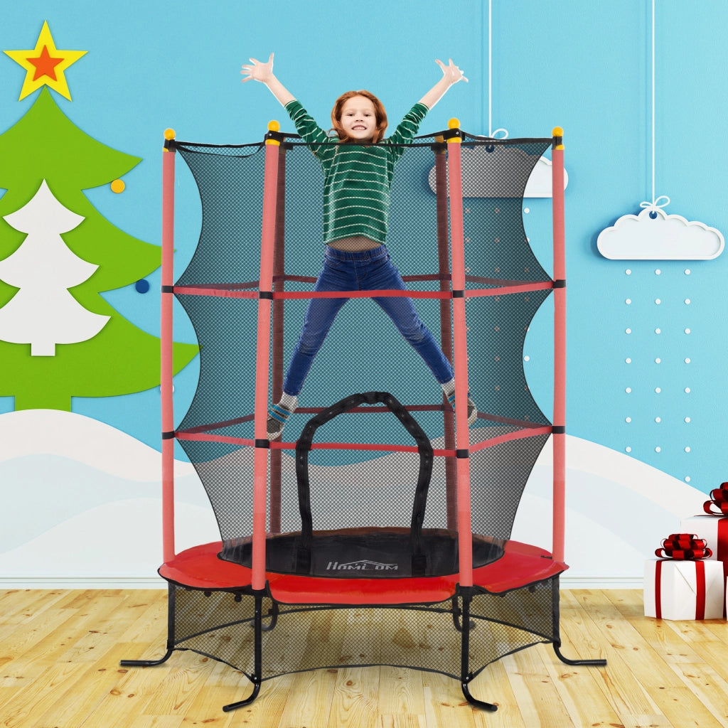 Trampolino per bambini ¨C zephmum ¨C ?163 cm, rete di sicurezza, interno ed esterno, 50 kg, rosso