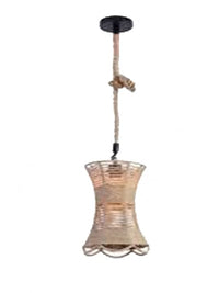 Lampadario sospeso con corda di canapa E27 portalampada cilindro design rustico