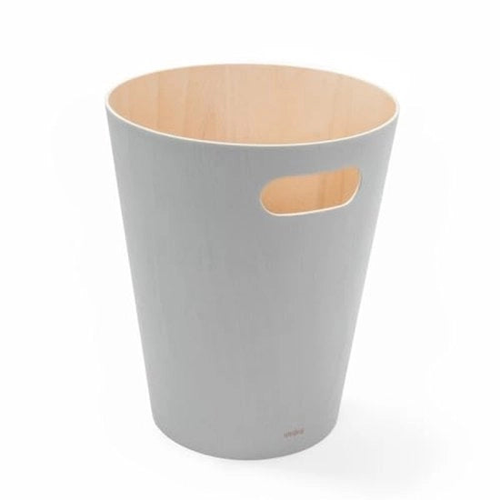 Imbuto per rifiuti in legno di betulla - 7,5 litri di capacità - Grigio - Con maniglie - Design moderno