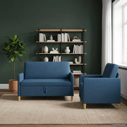 Set di Divani con Storage 2 pcs Blu Poliestere 3429156