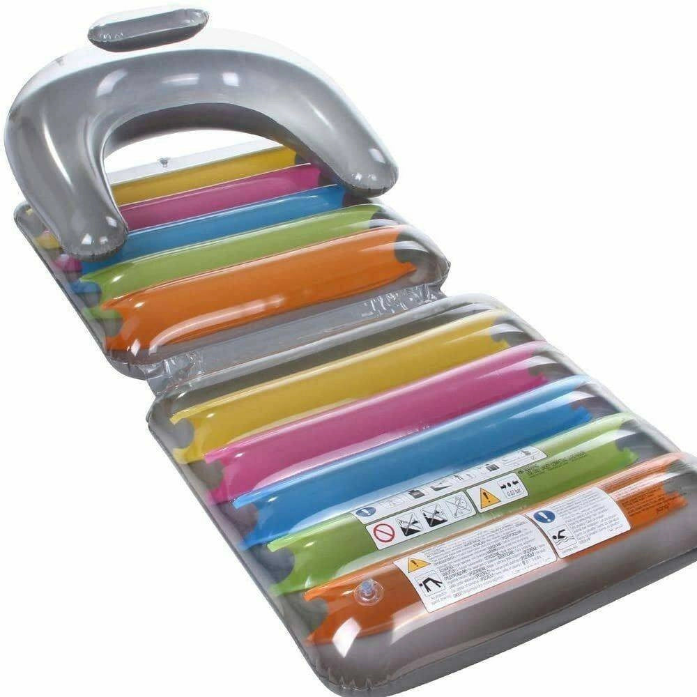 Trade Shop - Poltrona Materassino Gonfiabile Multicolor 198x84cm Per Mare Piscina Pieghevole -