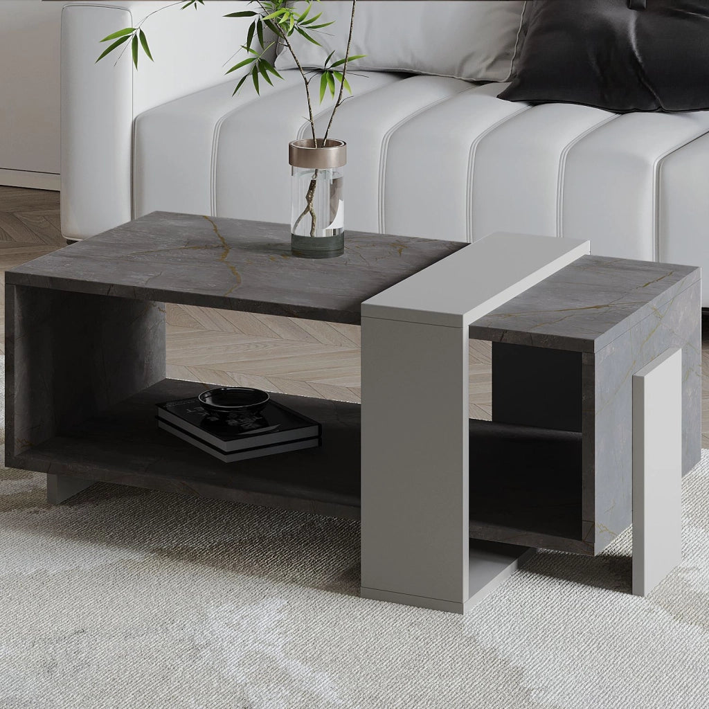 Tavolino in legno "Meleni" - 90 x 49 x 40 cm - Grigio