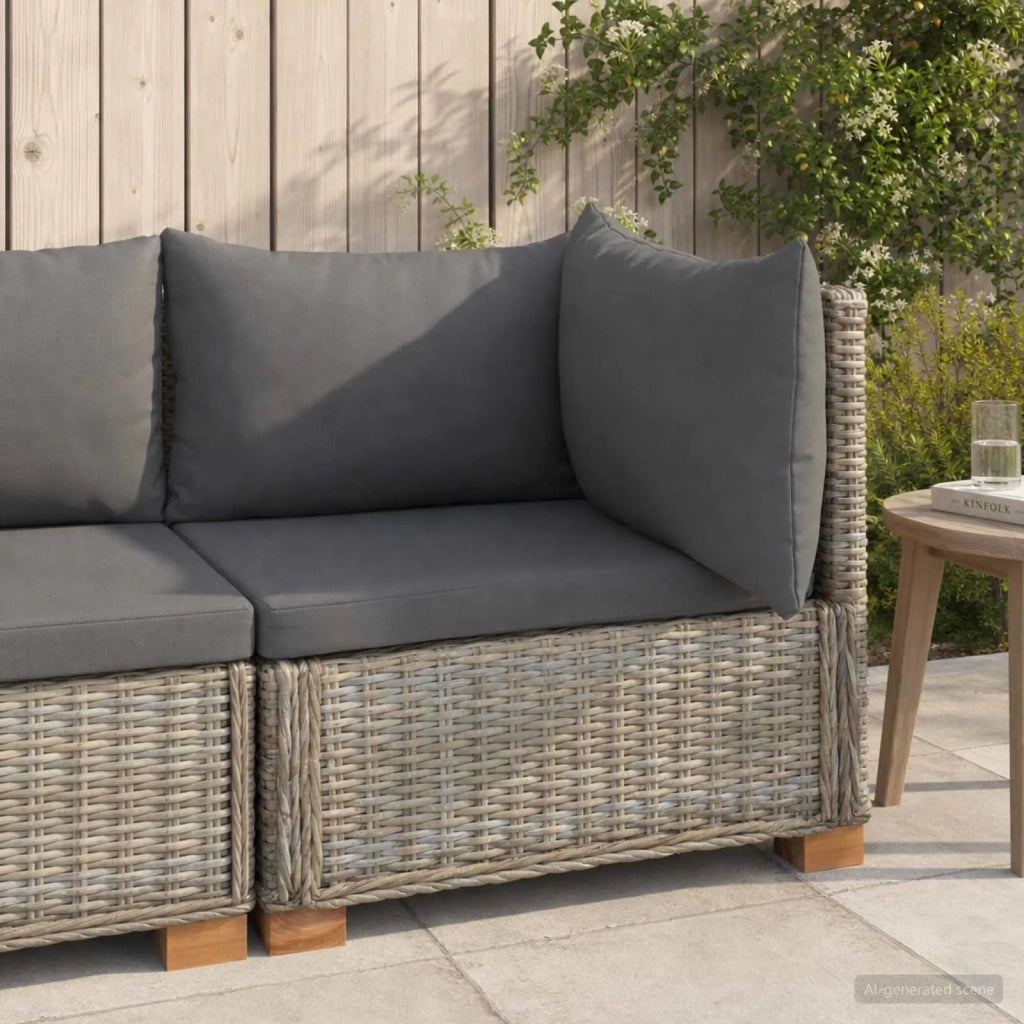 Divano Angolare con Cuscini GENDT Rattan naturale Grigio Kubu 42034383