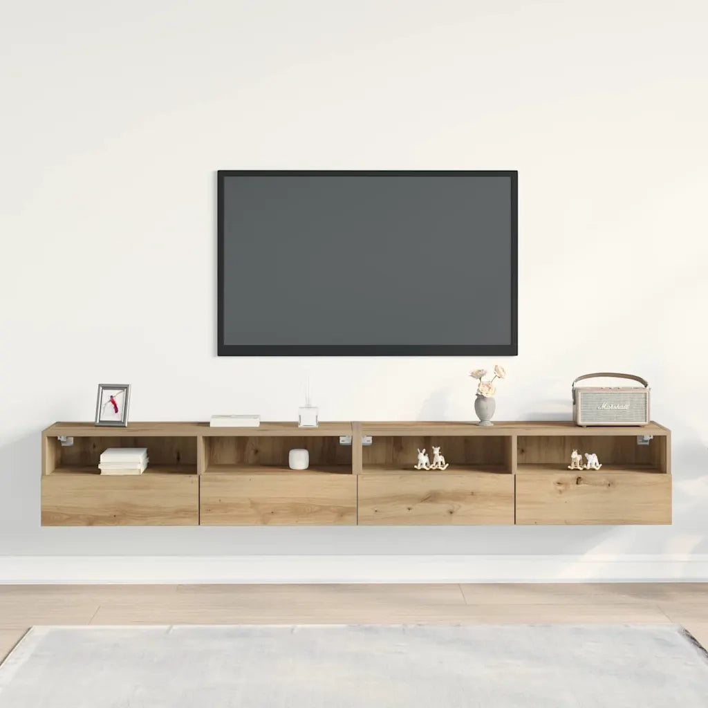 Mobile TV da parete 2 pcs rovere artigianale 100 x 30 x 30 cm 862191
