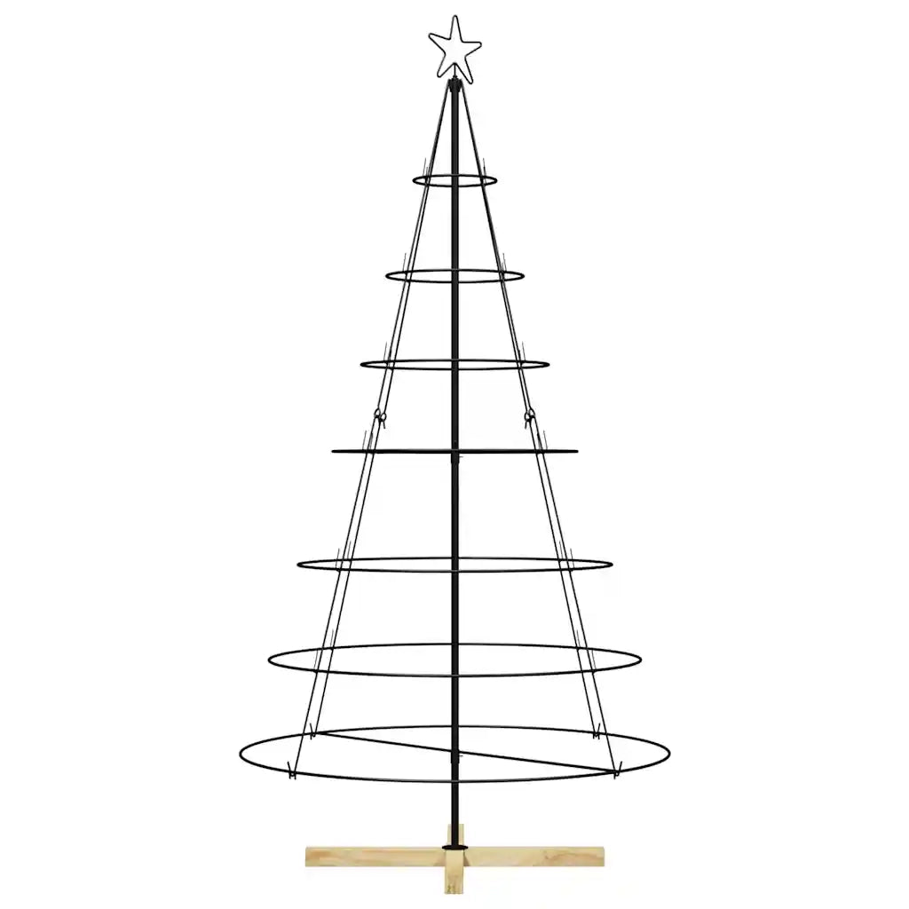 Albero a Cono di Natale con supporto Nero 180,5 cm Acciaio 42019161