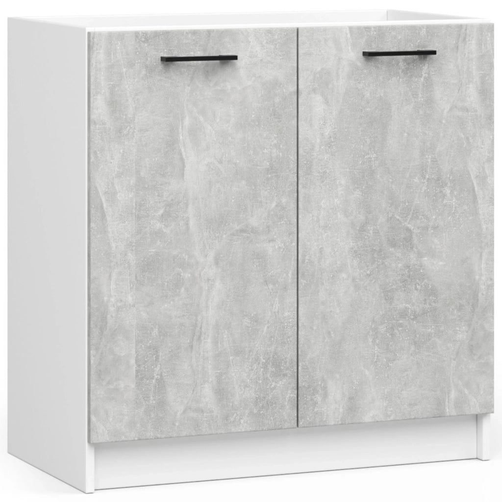 AKORD Set di Mobili da Cucina OLIWIA 240 cm Bianco 240 cm 11 ante 1 cassetto inserto frontale Cemento 240x46x203 cm
