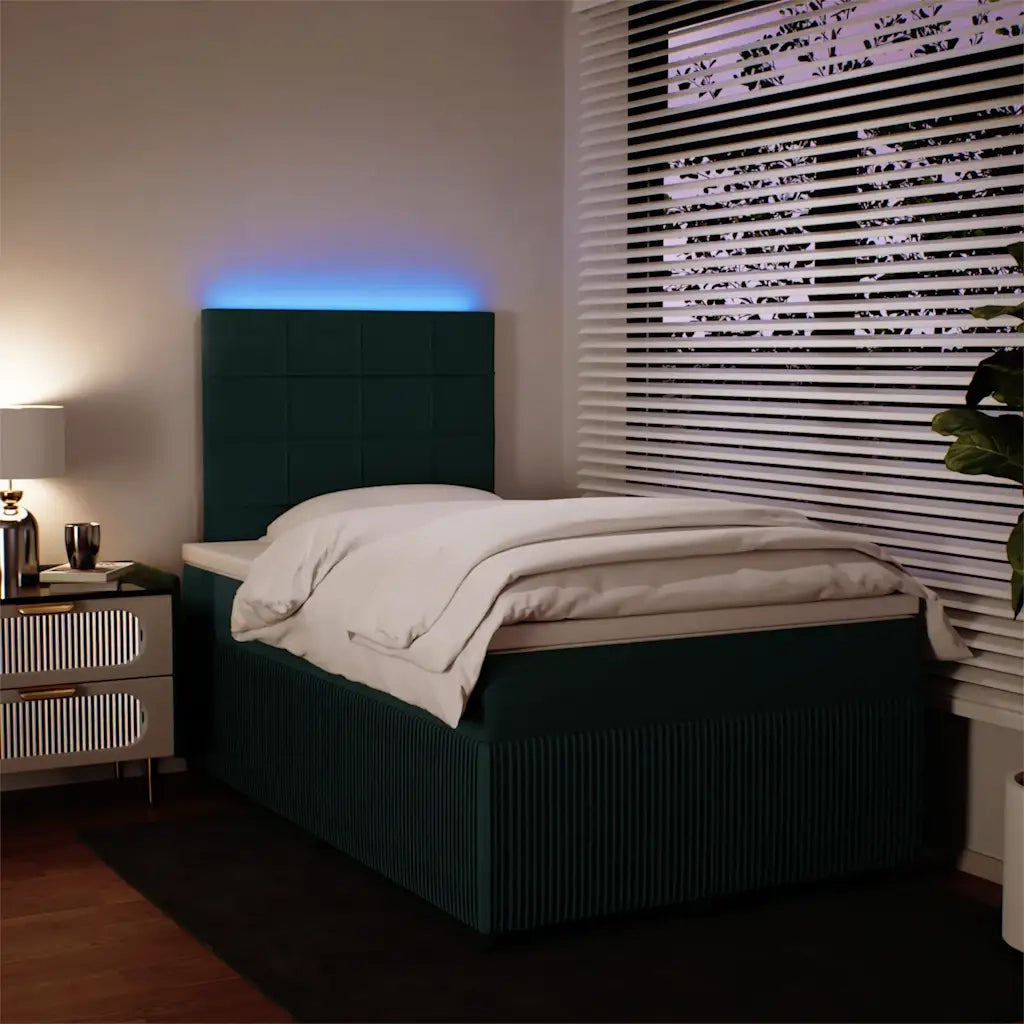 Giroletto a Molle con Materasso Verde Scuro 120x190 cm Velluto