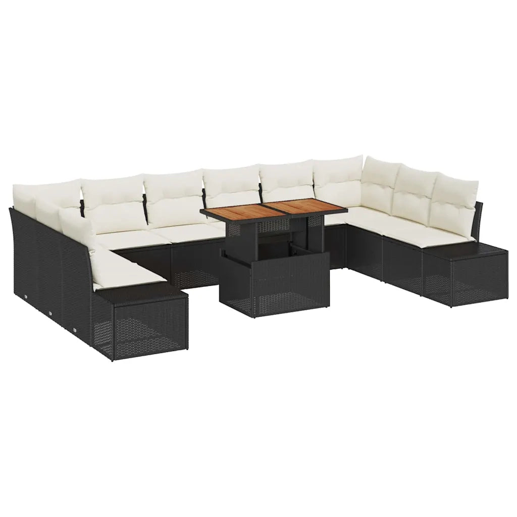 Set Divano da Giardino 11 pcs Nero Poly Rattan 3358749