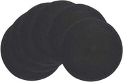 Set di 6 Piastrelle a Tavola in Cotone Nero - 38cm di diametro - Materiale Tessuto - Resistenti al Lavaggio e al Calore - Piastrelle Antiscivolo per Tavolo Cucina