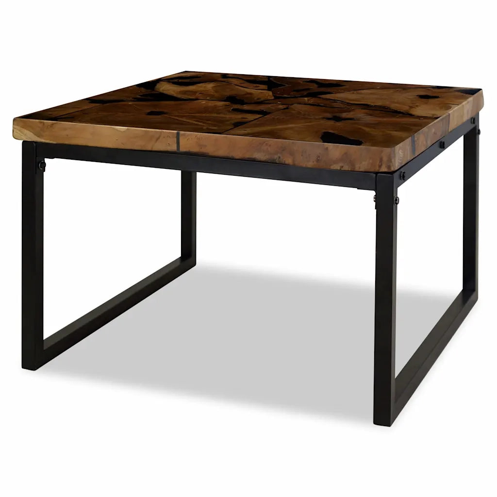 Tavolino da salotto | Tavolino da caff¨¨ | Tavolino da Soggiorno in Legno di Teak e Resina 60x60x40 cm