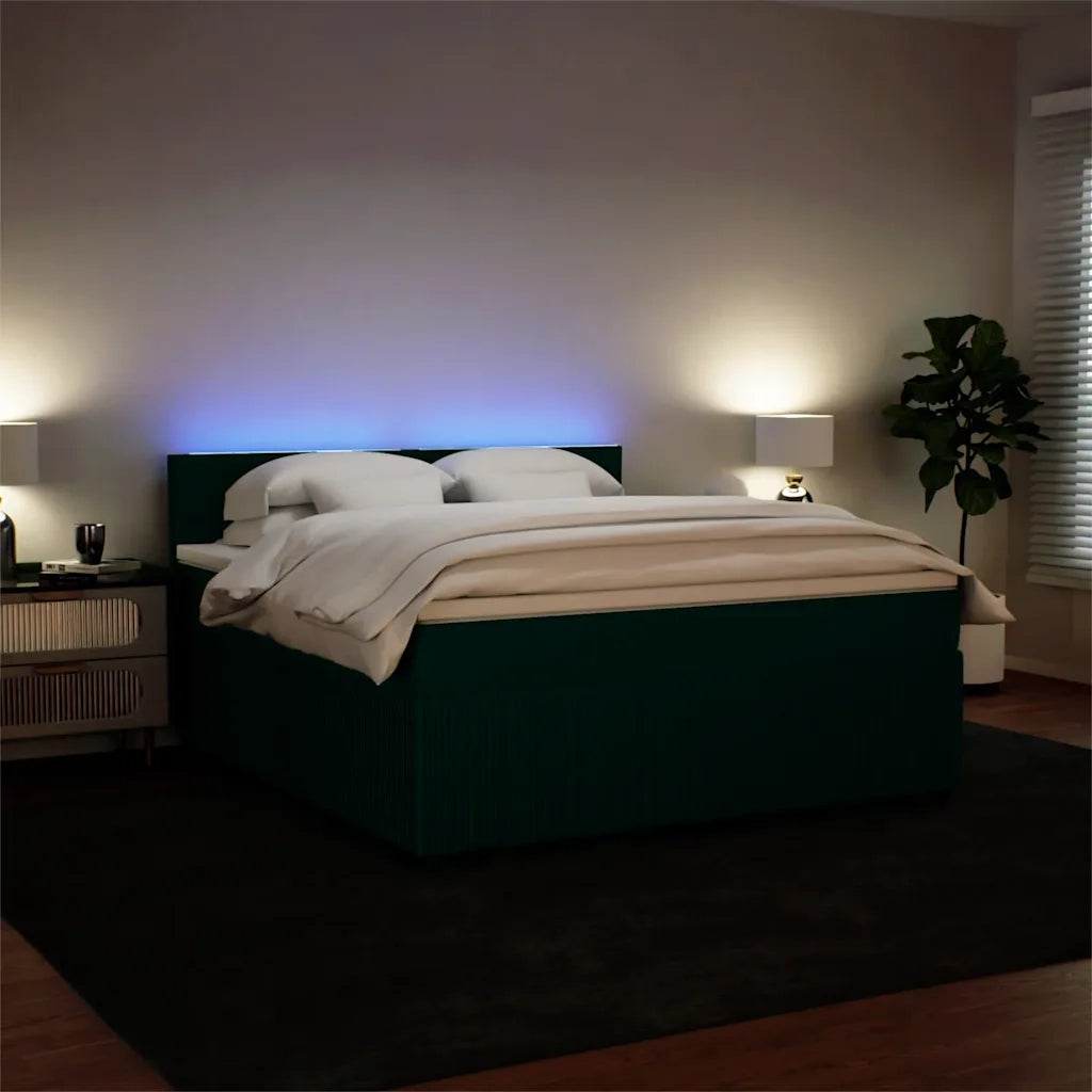 vidaXL Giroletto a Molle con Materasso Verde Scuro 180x200 cm Velluto