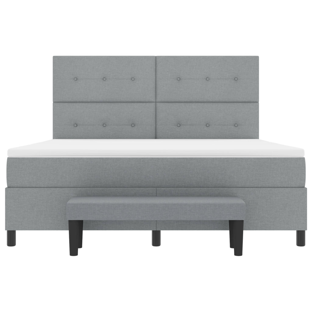 Letto con Box Spring con Materasso & Panchina Grigio Chiaro 180x200 cm Tessuto