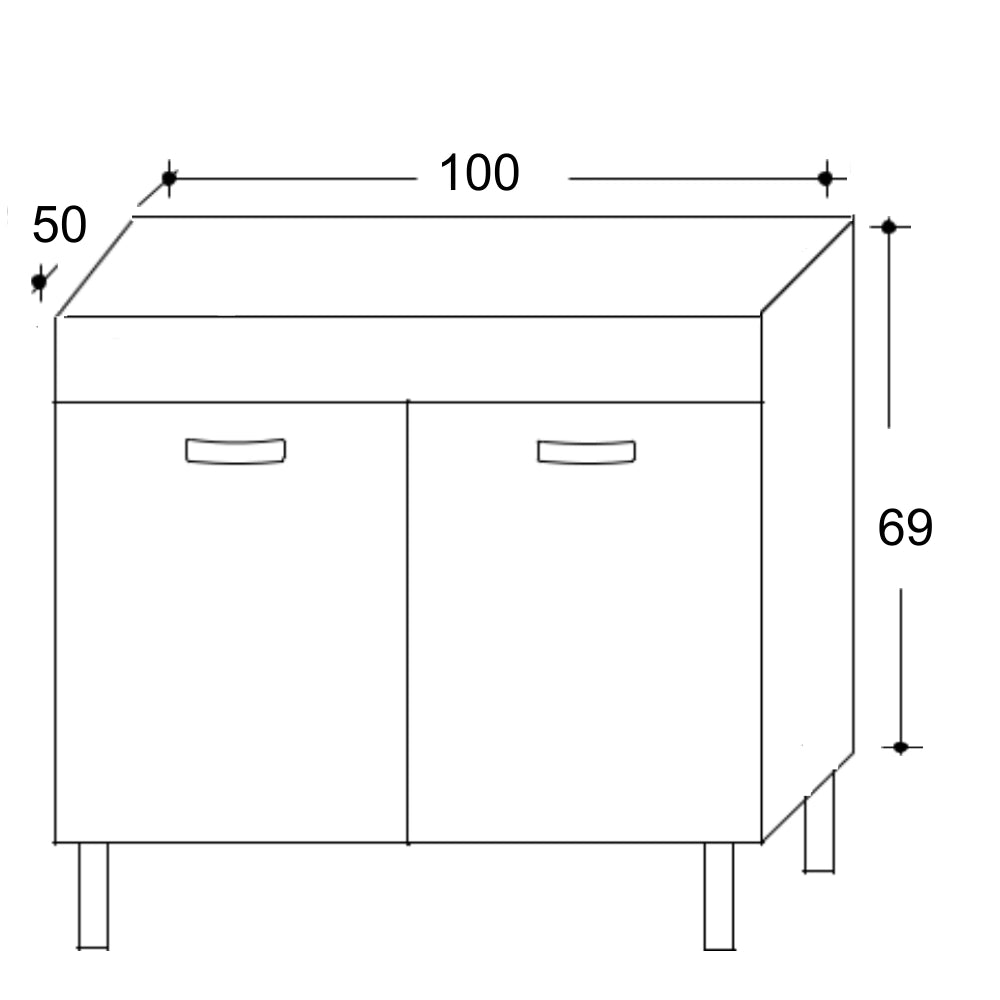 Mobile Sottolavello da Cucina 100x50x69 cm con 2 Ante in Nobilitato Teak