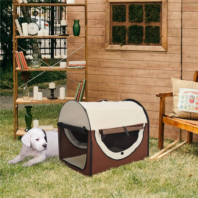 TRASPORTINO PER CANI E GATTI PIEGHEVOLE 70 X 51 X 49 CM COLORE CAFFÈ