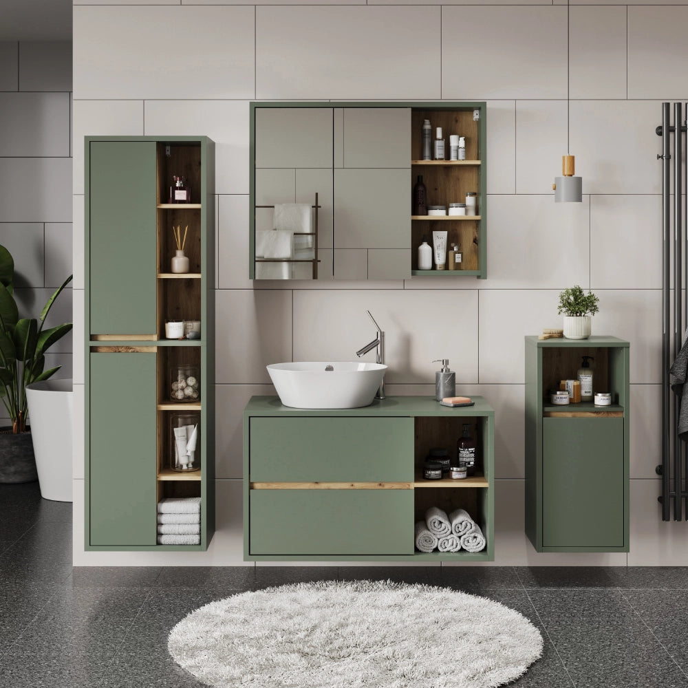 Vicco Set di mobili da bagno Verde/Artigianale 4 parti