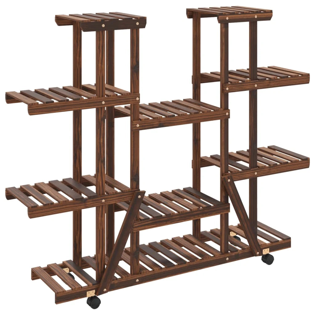 Portavasi/fioriera con ruote 110 x 25 x 115 cm legno massello di abete marrone 02_0045227