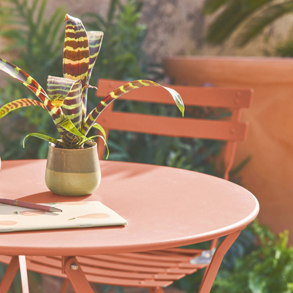 Set tavolo da giardino bistrot pieghevole in acciaio con 2 sedie,