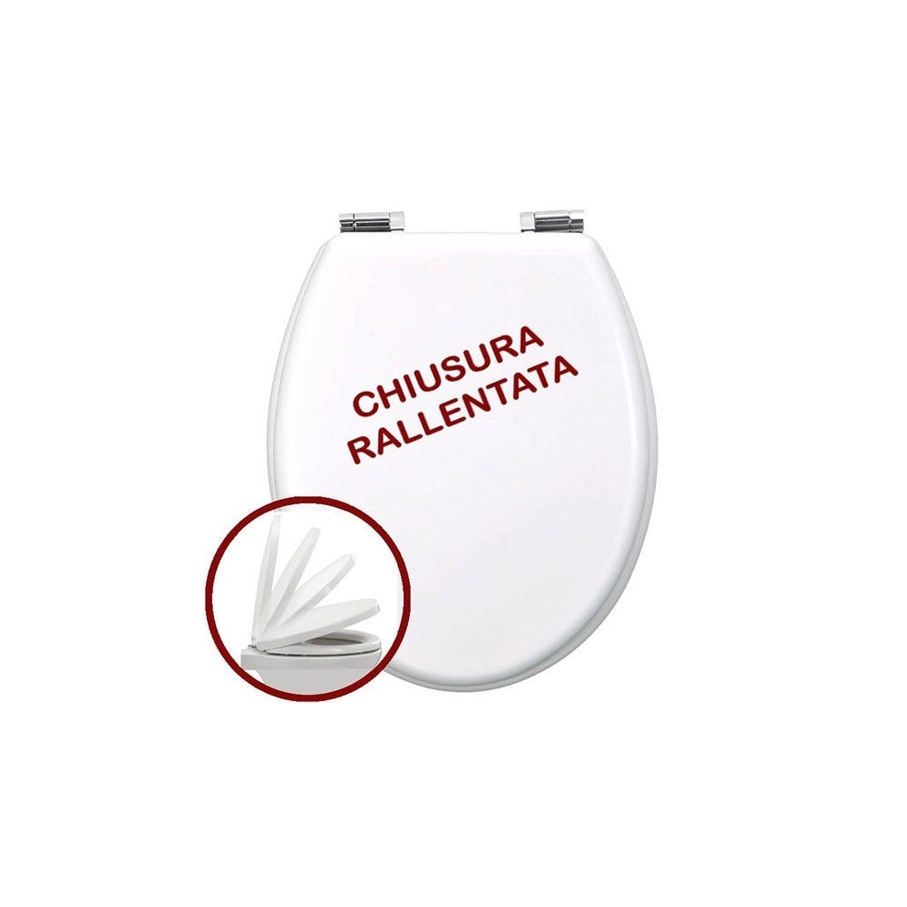Trade Shop - Copriwater Universale In Legno Mdf Chiusura Rallentata Soft Close Laccato Bianco -        3,5