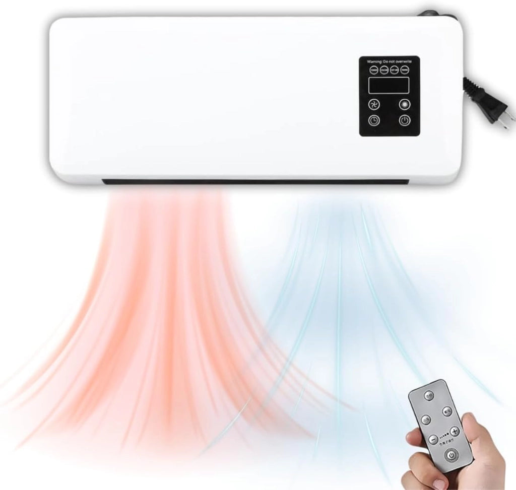 Termoconvettore Elettrico da Parete 1500W con Display LED e Telecomando - Funzione Aria Calda/Fredda, Temperatura Regolabile