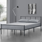 Struttura Letto Francese 140x200 cm in Acciaio con Testiera e Pediera - Grigio Scuro Opaco [en.casa]