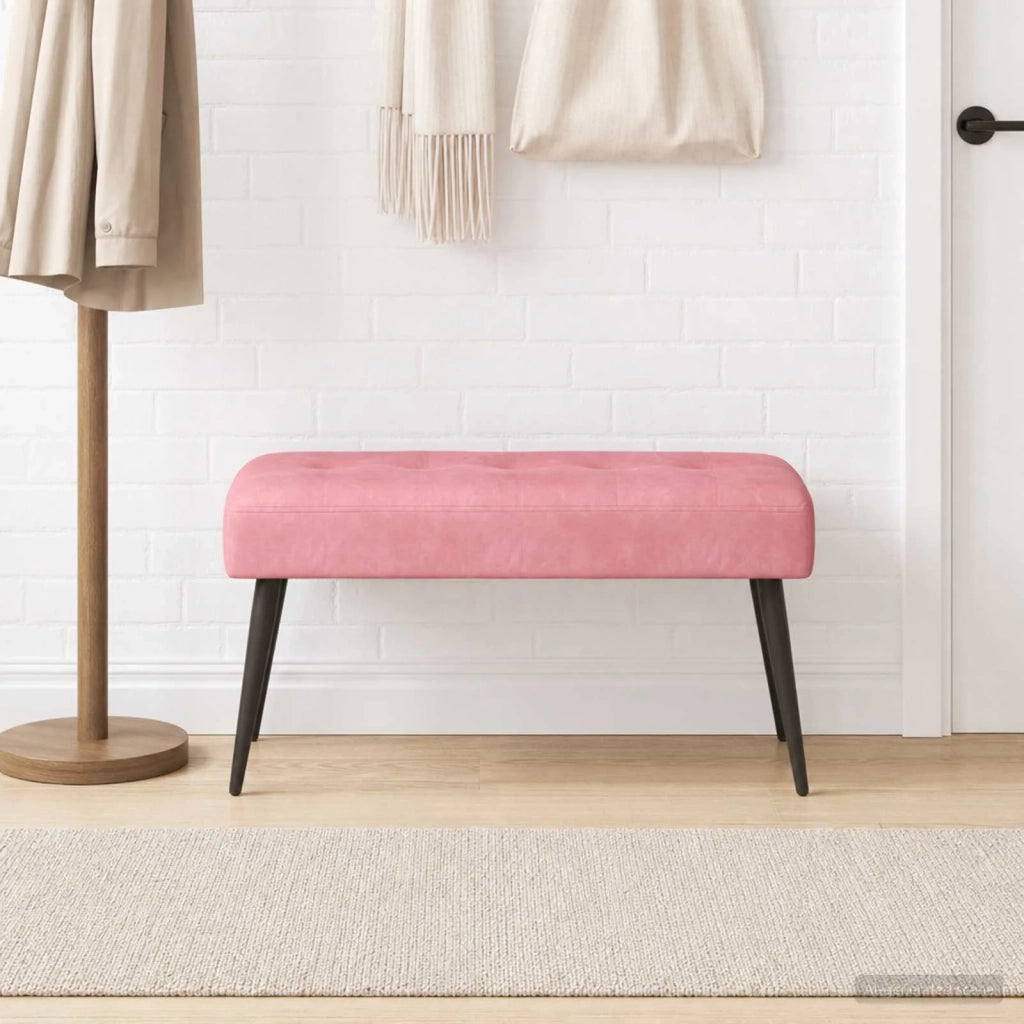 Panchina con bottoni imbottiti Rosa 80 x 40 x 46 cm Velluto 42038519
