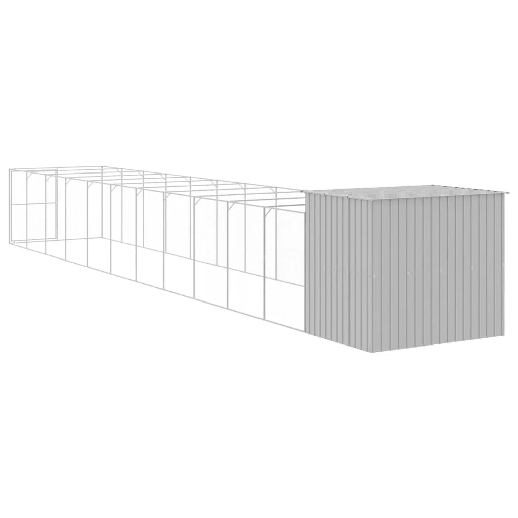 Cuccia per cani con recinto chiaro 214 x 1273 x 181 cm grigio 02_0043504