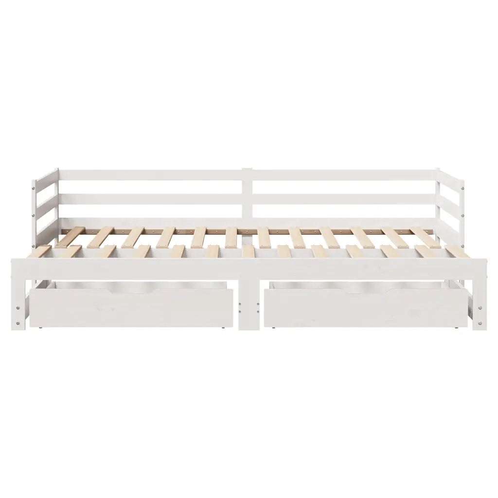 Letto Estraibile con Cassetti senza Materasso Bianco 80x200 cm