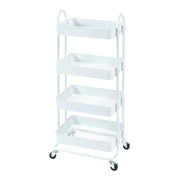 Carrello di servizio mobile contenitore per cucina/soggiorno con 4 cestelli 104 x 46 x 35 cm acciaio bianco opaco 03_0009234