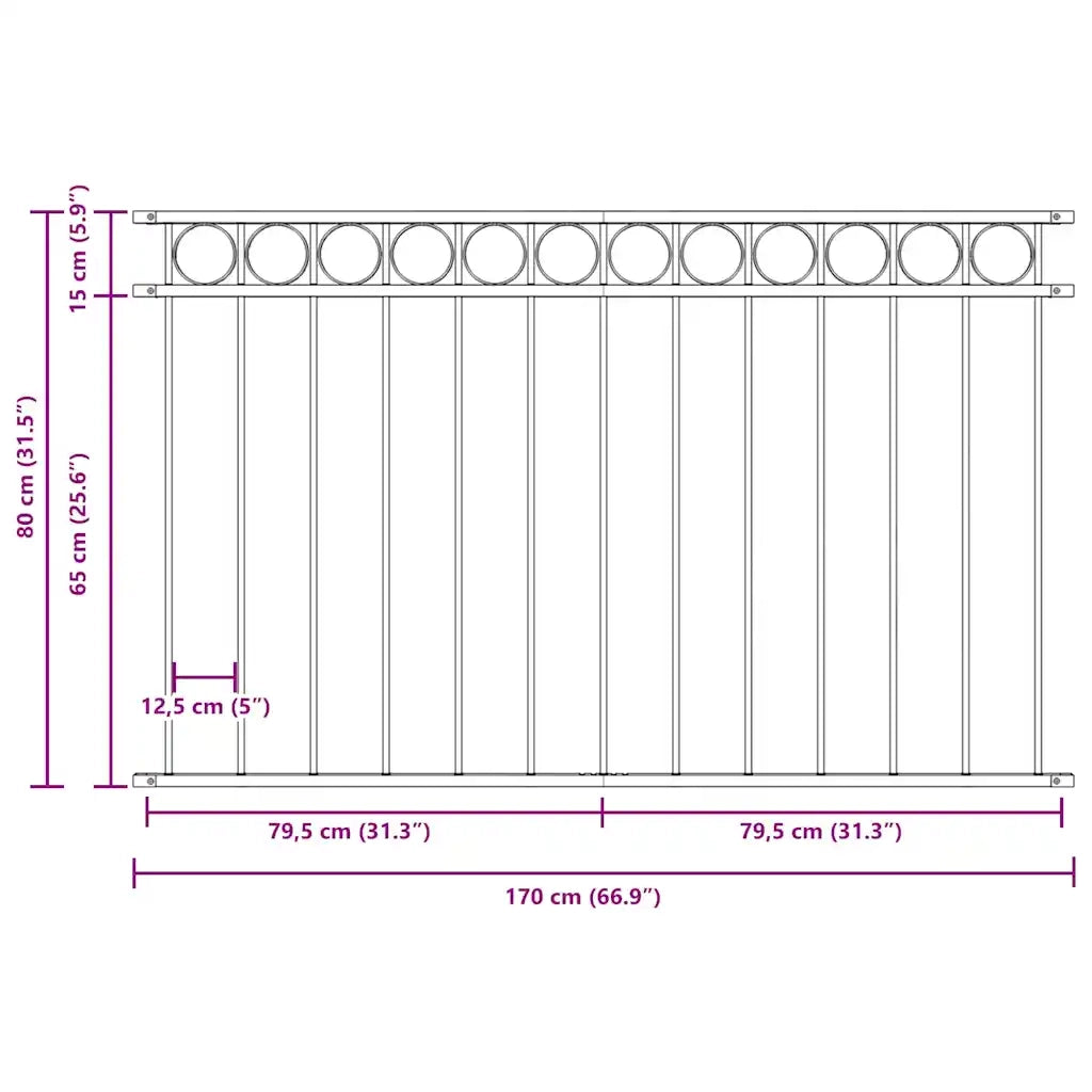 Elemento Recinzione ASSEN Bianco 170 x 80 cm Acciaio 42003926