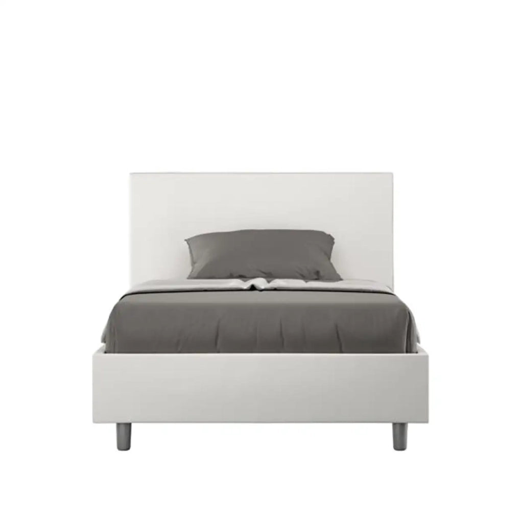 Letto una piazza e mezza senza rete imbottito 120x190 similpelle bianco Adele
