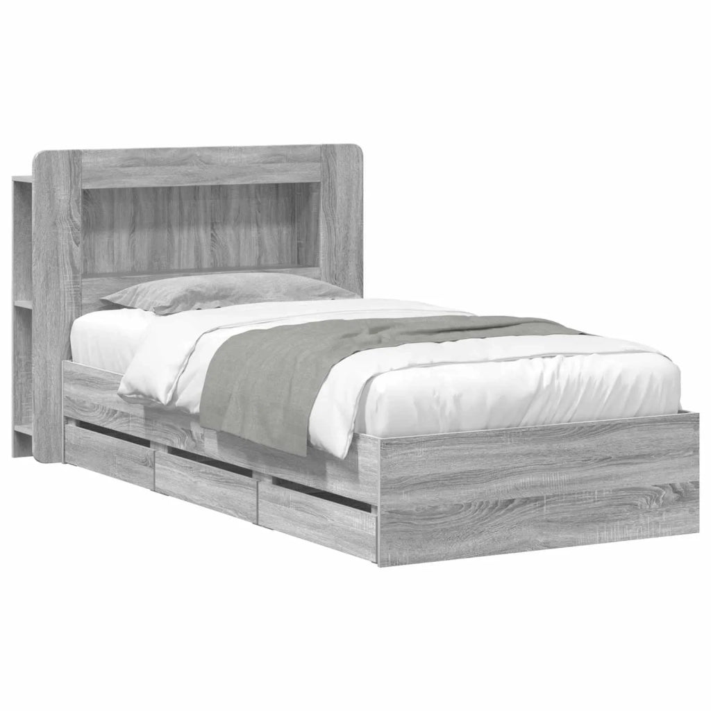 Struttura del letto con stoccaggio e testata Sonoma grigio 3433999