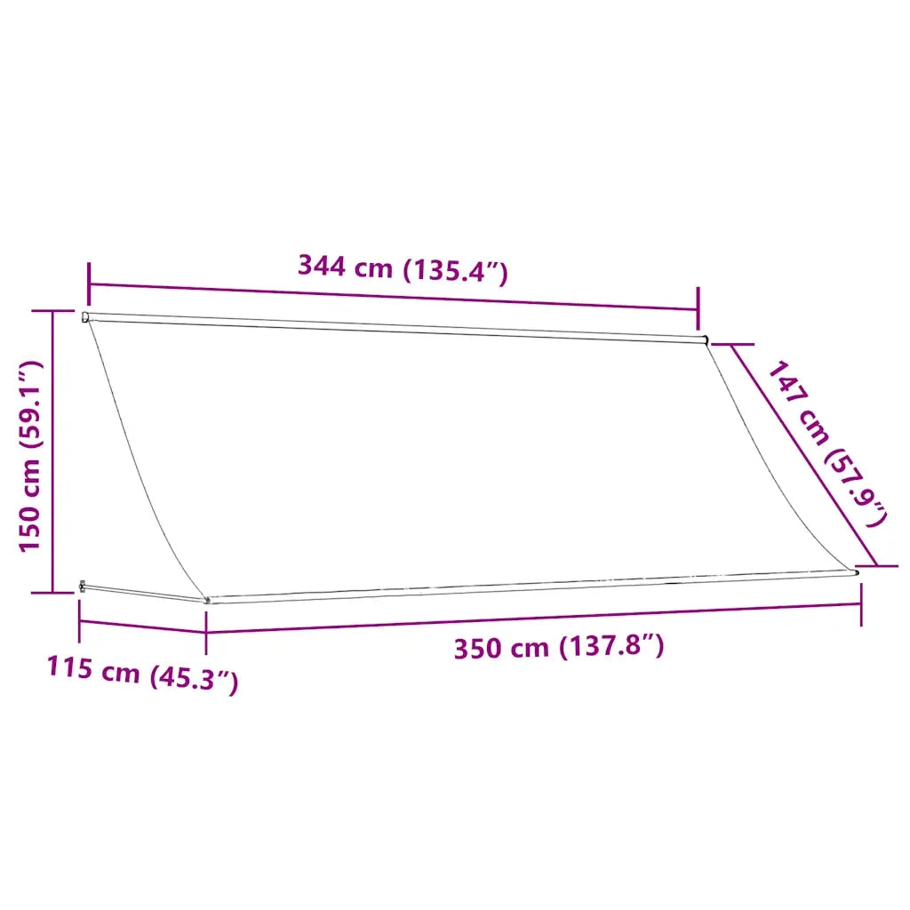 Tenda da Sole Retrattile 350x150 cm Giallo e Bianco 143756