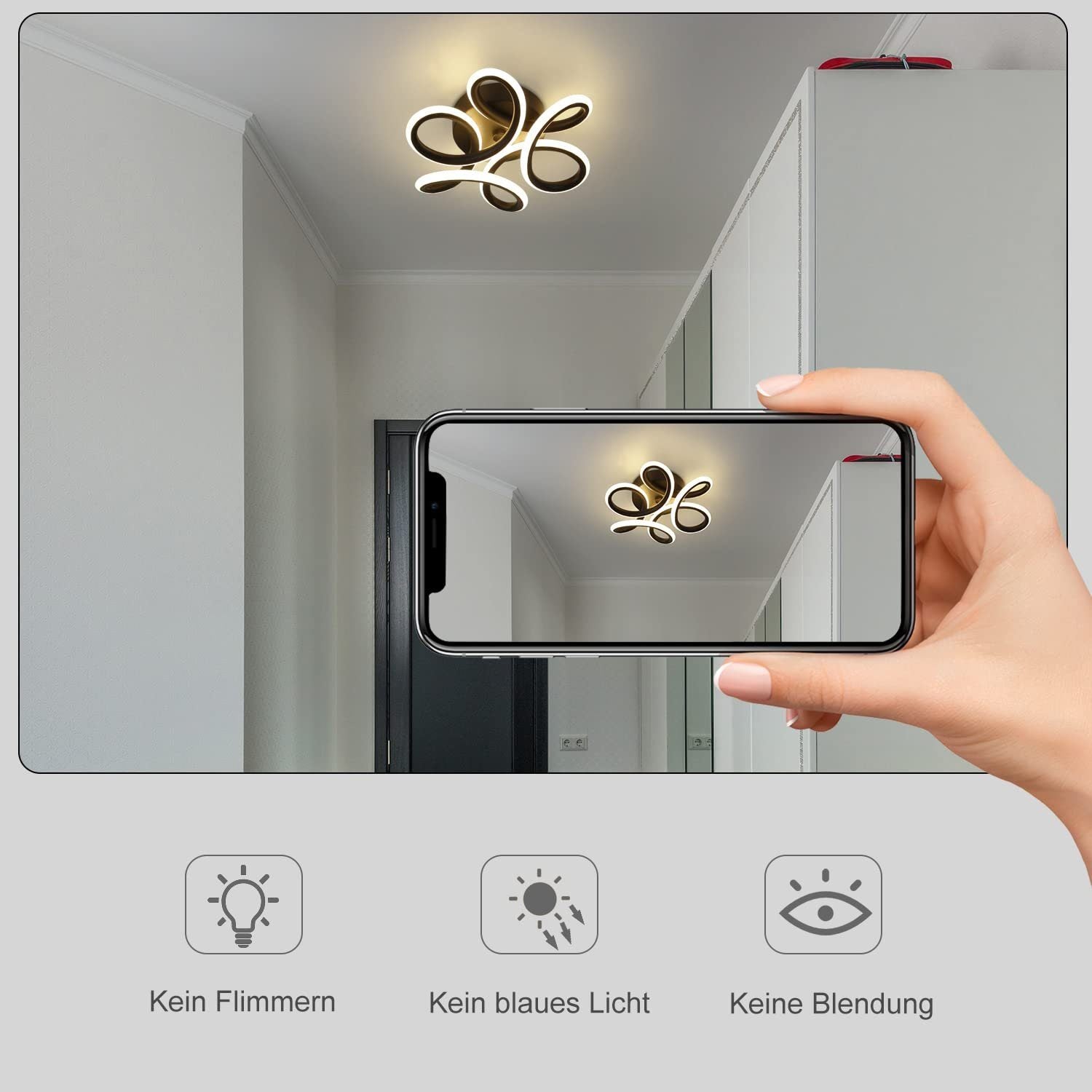 ZMH Lampada da soffitto LED nera di design per interni - Illuminazione moderna ed elegante