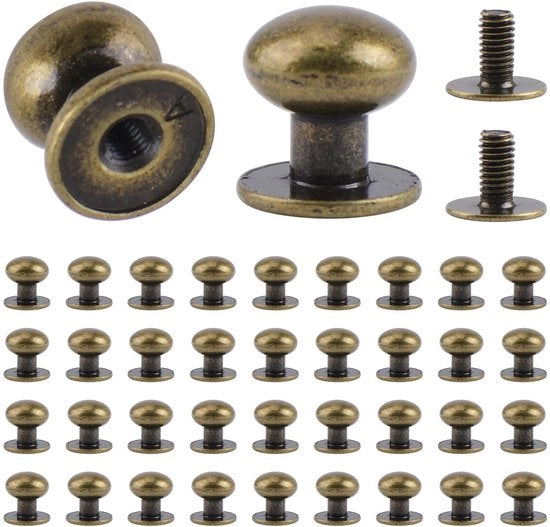 36 Mini Ronde Knoppi per Mobili - Metalliche Cerniere - Cerniere per Mobili - Cerniere per Abbigliamento - Cerniere in Acciaio Inox - Resistenti alla Ruggine