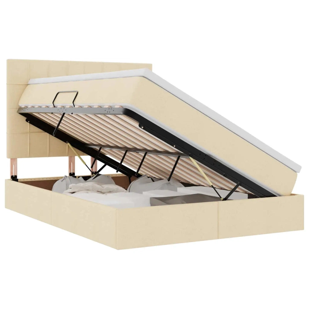 Letto con contenitore LED e materasso Crema 140 x 200 cm