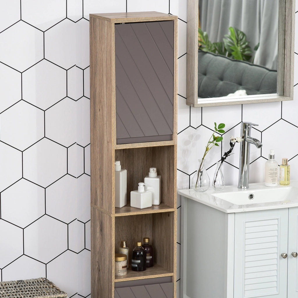 Colonna bagno salvaspazio ¨C Xylo ¨C rovere chiaro grigio 30x24x170 cm con ante ripiani