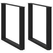 Set di 2 gambe per tavolo da pranzo a forma di U 80 x 72-73 cm con piedini regolabili design moderno in acciaio nero 02_0057428