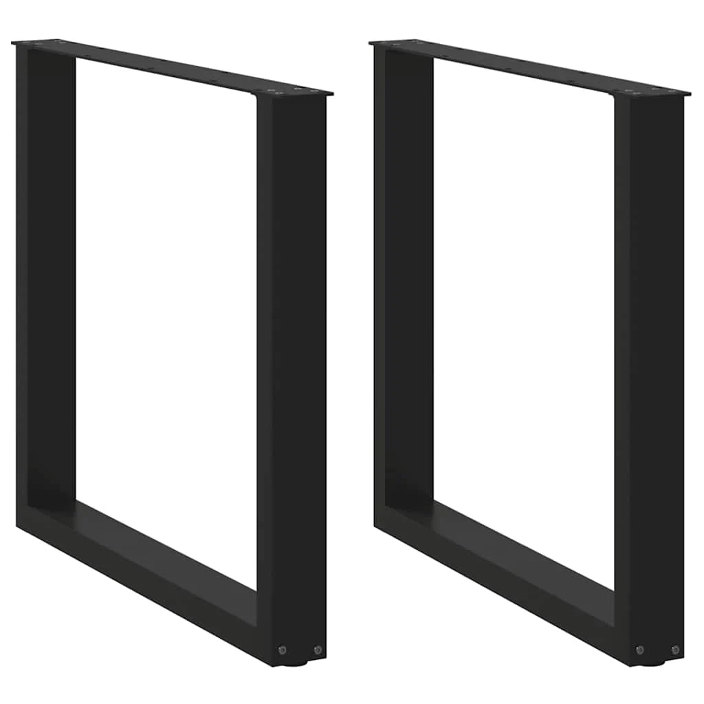 Set di 2 gambe per tavolo da pranzo a forma di U 80 x 72-73 cm con piedini regolabili design moderno in acciaio nero 02_0057428