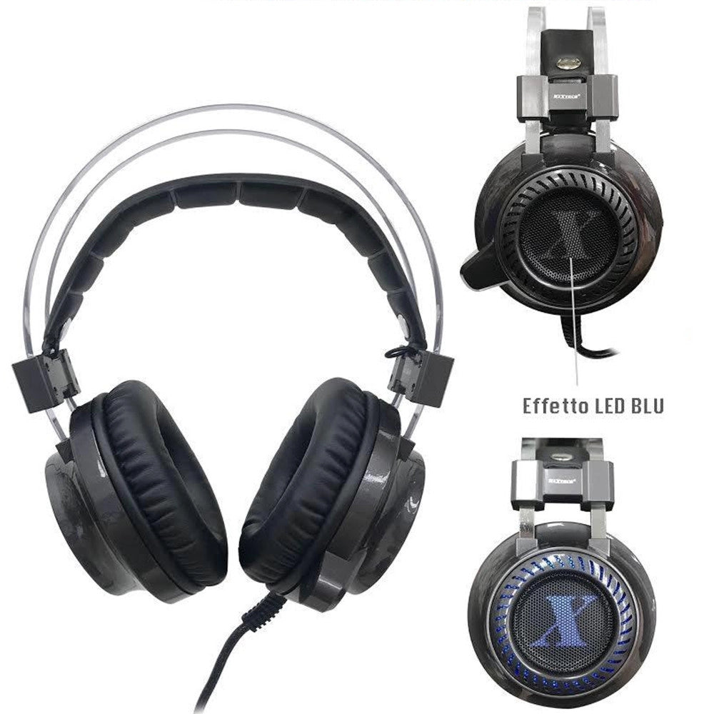 Trade Shop - Cuffie Gaming Per Pc Ps4 Xbox One Controllo Volume E Microfono Usb Aux Cerberus -